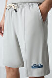 Taş Pamuklu Kalın Yumuşak Dokulu Oversize Fit Basic Erkek Şort Takım - 85259