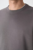 Koyu Gri Basic O Yaka Rahat Form Erkek Sweatshirt - 88053