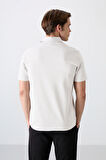 Ekru Basic Logolu Standart Kalıp Triko Polo Yaka Erkek T-Shirt - 87748
