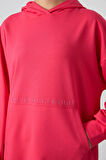 Viva Kırmızı Balon Kol Yazı Nakışlı Kadın Oversize Tunik Sweatshirt - 97163