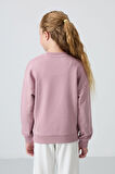Gül Kurusu Pamuklu İçi Tüylü Yumuşak Dokulu Oversize Nakışlı Kız Çocuk Sweatshirt - 75150