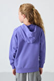 Eflatun Pamuklu İçi Tüylü Yumuşak Dokulu Standart Fit Nakışlı Kız Çocuk Sweatshirt - 75149