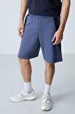 Petrol Pamuklu Kalın Yumuşak Dokulu Standart  Fit Basic Erkek Şort  - 81280