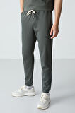 Haki Pamuklu Kalın Yumuşak Dokulu Oversize Fit Basic Erkek Eşofman Takım - 85261