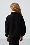 Siyah Kalın Yumuşak Dokulu Standart Fit Nakışlı Polar Kız Çocuk Sweatshirt - 75157
