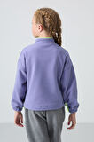Eflatun Kalın Yumuşak Dokulu Standart Fit Nakışlı Polar Kız Çocuk Sweatshirt - 75157