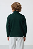 Çam Yeşil Kalın Yumuşak Dokulu Standart Fit Nakışlı Polar Erkek Çocuk Sweatshirt - 11221