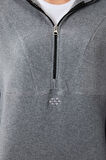 Gri Melanj Kalın Yumuşak Dokulu Kapüşonlu Oversize Nakışlı Polar Kadın Sweatshirt -97286