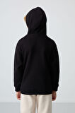 Siyah Pamuklu Kalın İçi Tüylü Yumuşak Dokulu Standart Fit Baskılı Erkek Çocuk Sweatshirt - 11239