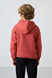 Kiremit Pamuklu Kalın İçi Tüylü Yumuşak Dokulu Standart Fit Baskılı Erkek Çocuk Sweatshirt - 11239