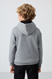 Gri Melanj Pamuklu Kalın İçi Tüylü Yumuşak Dokulu Standart Fit Baskılı Erkek Çocuk Sweatshirt - 11239