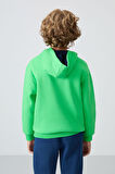 Neon Yeşil Pamuklu Kalın İçi Tüylü Yumuşak Dokulu Standart Fit Baskılı Erkek Çocuk Sweatshirt - 11239