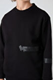Siyah Pamuklu Kalın İçi Tüylü Yumuşak Dokulu Standart Fit Baskılı Erkek Çocuk Sweatshirt - 11238