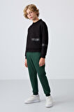 Siyah Pamuklu Kalın İçi Tüylü Yumuşak Dokulu Standart Fit Baskılı Erkek Çocuk Sweatshirt - 11238