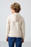 Bej Pamuklu Kalın İçi Tüylü Yumuşak Dokulu Standart Fit Nakışlı Erkek Çocuk Sweatshirt - 11244