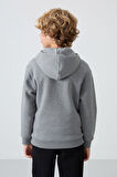 Gri Melanj Pamuklu Kalın İçi Tüylü Yumuşak Dokulu Standart Fit Nakışlı Erkek Çocuk Sweatshirt - 11244