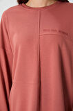 Kiremit Kompakt Pamuklu Kalın Pürüzsüz Dokulu O Yaka Oversize Fit Kadın Sweatshirt - 97288