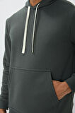 Haki Pamuklu Kalın İçi Tüylü Yumuşak Dokulu Comfort Fit Nakışlı Erkek Sweatshirt - 88419