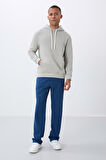 Taş Pamuklu Kalın İçi Tüylü Yumuşak Dokulu Comfort Fit Nakışlı Erkek Sweatshirt - 88419