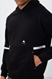 Siyah Pamuklu Kalın İçi Tüylü Yumuşak Dokulu Comfort Fit Nakışlı Erkek Sweatshirt - 88417