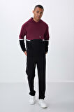 Erguvan Pamuklu Kalın İçi Tüylü Yumuşak Dokulu Comfort Fit Nakışlı Erkek Sweatshirt - 88417