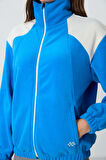 Saks Kalın Yumuşak Dokulu Dik Yaka Oversize Nakışlı Polar Kadın Sweatshirt - 97293