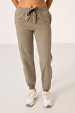Koyu Bej O Yaka Basic Oversize Kadın Eşofman Tunik Takım - 95347