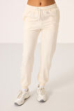 Ekru O Yaka Basic Oversize Kadın Eşofman Tunik Takım - 95347