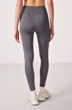 Koyu Gri Polyester Esnek Standart Fit Performans Kadın Tayt - 94667
