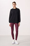 Siyah Yumuşak Dokulu O Yaka Oversize Kadın Tunik Sweatshirt - 97303
