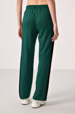 Yeşil Yumuşak Dokulu Yan Panel Detaylı Geniş Paça Kadın Palazzo Pantolon - 94671