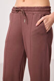 Kahverengi Yumuşak Dokulu Cepli Ön Dikiş Detaylı Kadın Palazzo Pantolon - 94670