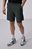 Haki Polyester İnce Yumuşak Standart Fit Erkek Taytlı Şort - 81287