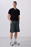 Haki Yüzeyi Dokulu Oversize Erkek Şort - 81288