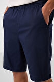 Lacivert Standart Fit Dokuma Hafif Esnek Chino Erkek Şort - 81293