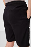 Siyah Pamuklu Oversize Fit Dokuma Hafif Esnek Chino Erkek Çocuk Şort Takım - 11278