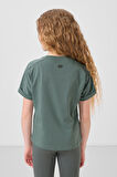 Açık Yeşil Pamuklu O Yaka Oversize Fit Basic Kız Çocuk T-Shirt - 75182