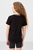 Siyah Pamuklu O Yaka Standart Fit Basic Kız Çocuk T-Shirt - 75177