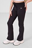 Siyah Esnek Standart Fit Basic Performans İspanyol Paça Kız Çocuk Tayt - 75193