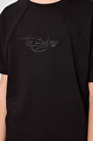 Siyah Pamuklu Yumuşak Dokulu Oversize Baskılı Erkek Çocuk T-Shirt - 11285