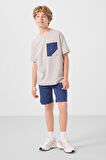 Taş-Parlament Pamuklu Oversize Fit Dokuma Hafif Esnek Chino Erkek Çocuk Şort Takım - 11278