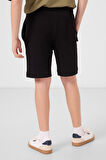 Siyah Pamuklu Yumuşak Dokulu Standart Fit Basic Erkek Çocuk Şort - 11293