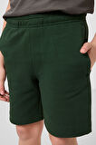 Çam Yeşili Pamuklu Yumuşak Dokulu Standart Fit Basic Erkek Çocuk Şort - 11293
