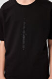 Siyah Pamuklu Yumuşak Dokulu Oversize Baskılı Erkek Çocuk T-Shirt - 11301