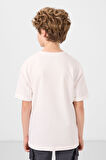 Ekru Pamuklu Yumuşak Dokulu Oversize Baskılı Erkek Çocuk T-Shirt - 11301