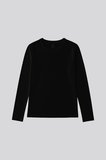Siyah O Yaka Standart Fit Uzun Kollu Basic Kadın T-Shirt - 97312