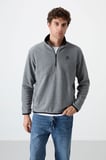 Dik Yaka Yarım Fermuarlı 2li Paket Lacivert-Gri Melanj Erkek Polar Sweatshirt - 87891