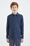 İndigo Polo Yaka Basic Uzun Kollu Erkek Çocuk T-Shirt - 11170