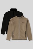 Standart Kalıp Dik Yaka 2li Paket Siyah-Camel Erkek Polar Sweatshirt - 87992