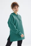 Oversize Kapüşonlu 2li Paket Yaban Gülü-Deniz Yeşili Kadın Tunik Sweatshirt - 97242